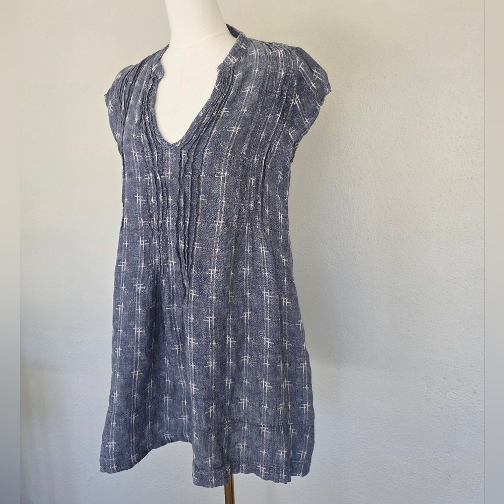 CP Shades Teton Tunic | Indigo Chambray Linen Plaid